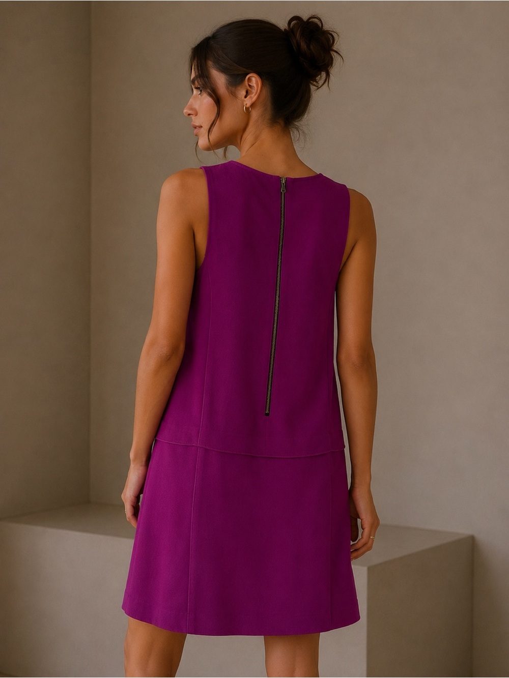 Loft  Magenta Sleeveless A-Line  Shift Dress Size 6 - Picture 2 of 6